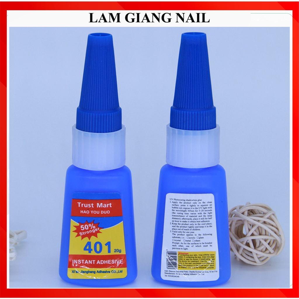 Lọ 20g keo D401, keo chổi, keo đính đá, đính móng giả