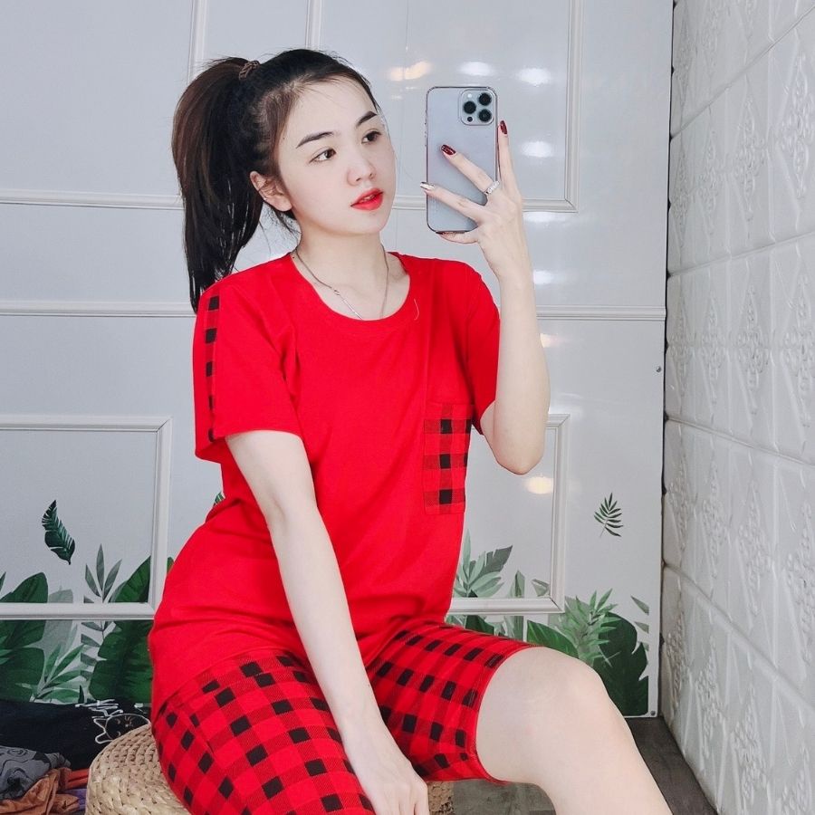 Đồ ngủ nữ trung niên quần lửng ngố Đồ bộ nữ đồ mặc nhà đẹp dễ thương bigsize thun cotton thể thao đồ bộ lửng ESHOP AD19