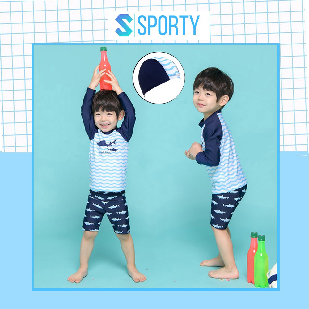 Đồ bơi trẻ em dài tay cho bé trai kèm quần lửng mẫu cá mập SPORTY SW334