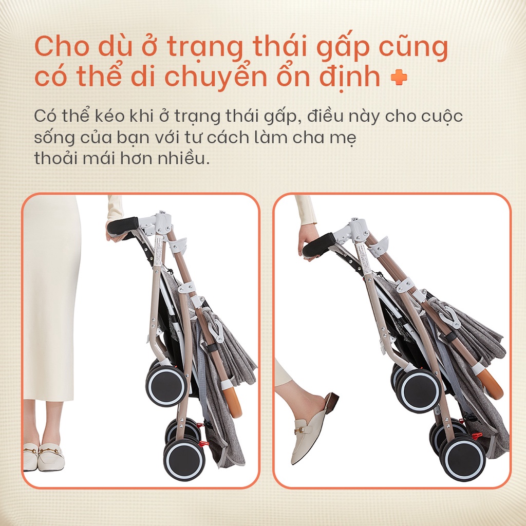 Mô tả Xe đẩy gấp gọn cho bé Yoboo YB-0067 bánh xe có phanh, tựa lưng chống gù điều chỉnh nhiều góc độ - Hàng chính hãng - 8