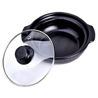 Nồi đất tráng men nắp kính 6'' nấu mì cay