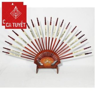 ĐŨA THỜ BỘ 10 ĐÔI PHONG THỦY GỖ HƯƠNG KHẢM HOA VĂN