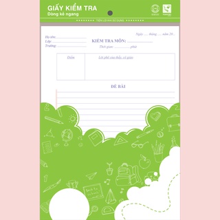 TUANVIET BOOKS Giấy kiểm tra kẻ ngang không chấm (1 túi - 30 tờ đôi + đơn)