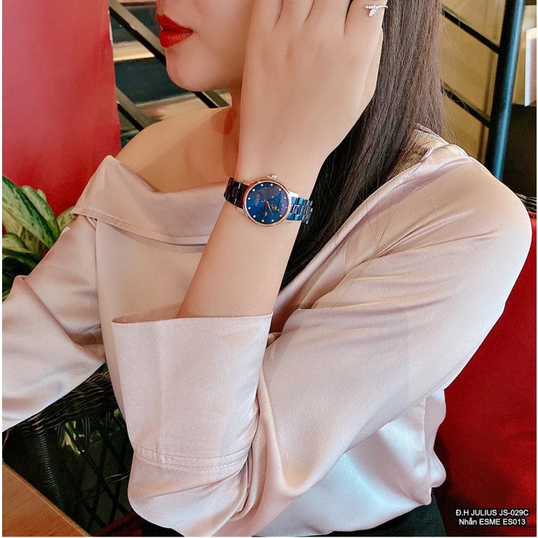 Đồng Hồ Nữ JS-029C Kính Sapphire Julius Star Hàn Quốc Dây Thép