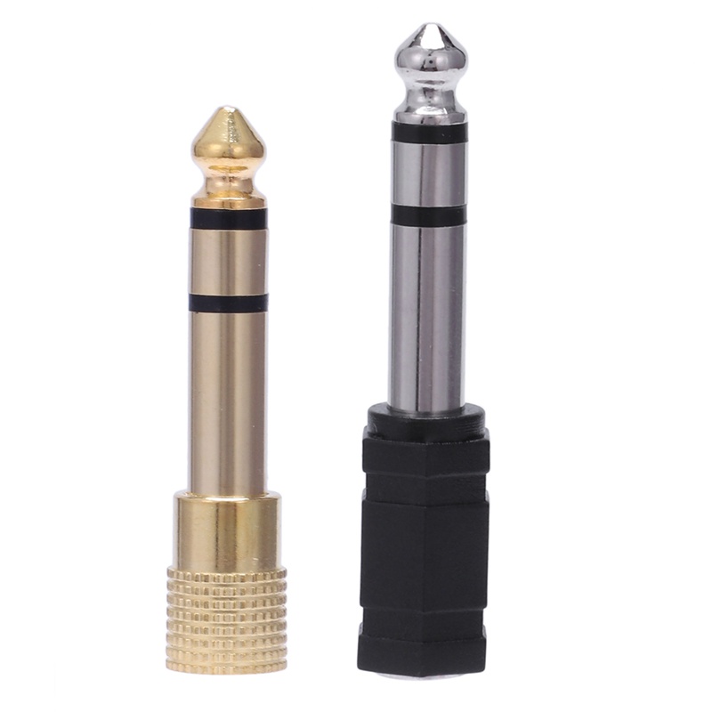 Bộ chuyển đổi tai nghe 6 miếng 6,35 mm (1 / 4 inch) Nam đến 3,5 mm (1 / 8 inch) Bộ chuyển đổi giắc cắm tai nghe âm thanh nổi âm thanh nổi dành cho nữ, Đen / Mạ vàng