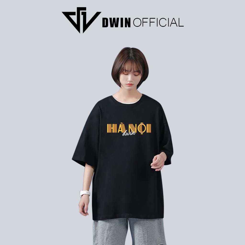 Mô tả Áo thun unisex Hà Nội 36 phố phường thời trang DWin basic tee phông trơn nam nữ tay lỡ oversize form rộng - 4