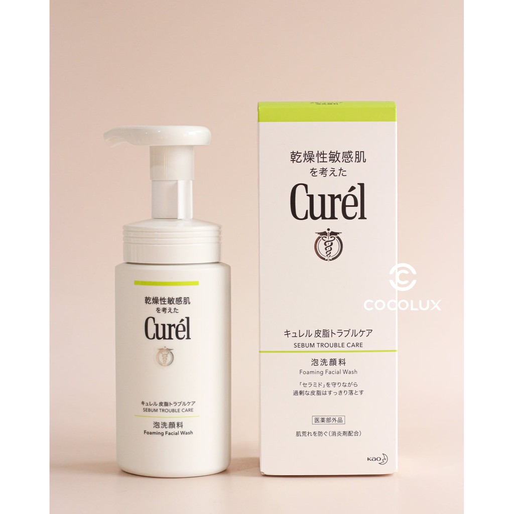 Bọt Rửa Mặt Curel Serum Trouble Care Foaming Facial Wash Cho Da Dầu 150ml