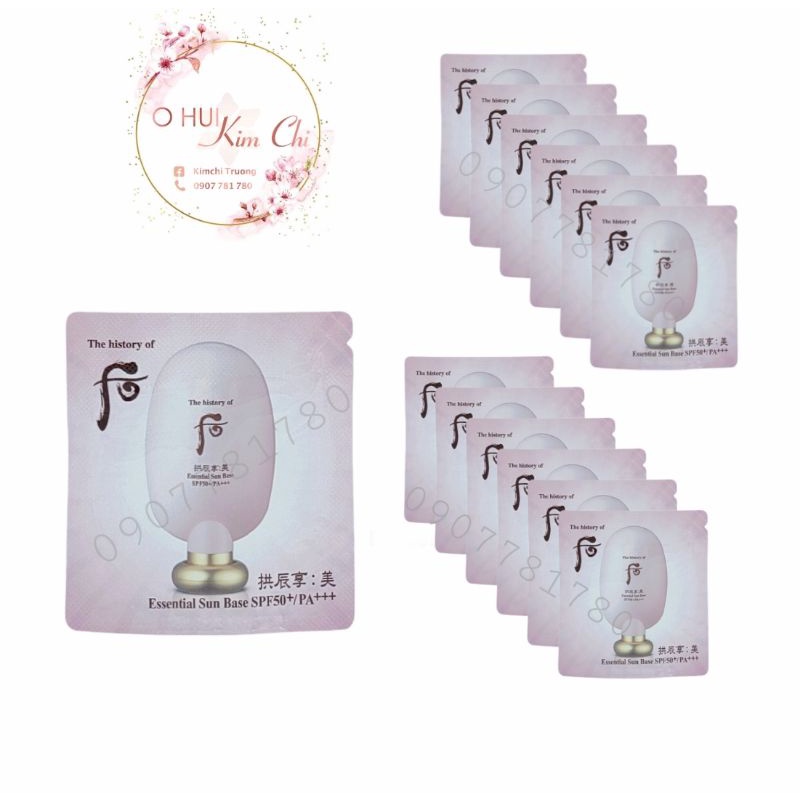 combo 10 gói Kem Lót điểm trang chống nắng Whoo Essential Sun Base SPF50+
