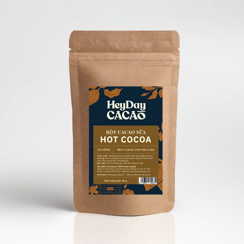 Ảnh Túi 80g Bột Cacao Sữa Heyday - Dòng Classic Thêm 30% Cacao Nguyên Chất - Dùng Bột Sữa Tách Béo 1