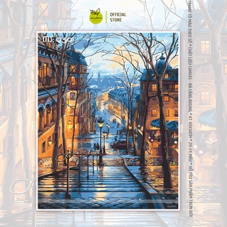 Tranh tô màu số hóa Madoca có khung 40x50cm Phố Cũ T950