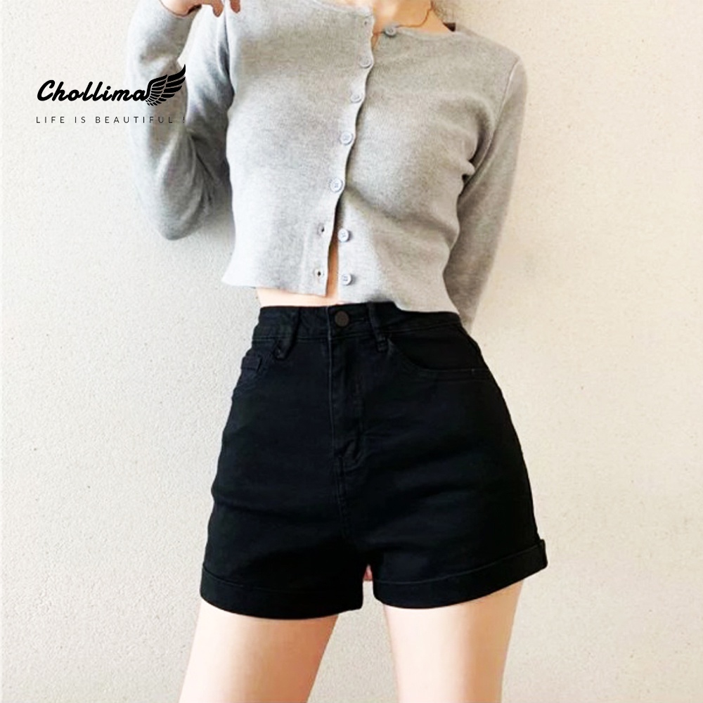 Ảnh Quần short jeans nữ co giãn Chollima lật lai QS008 phong cách hàn quốc đơn giãn dễ phối đồ 2