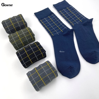 Tất giày tây nam cổ cao GOMTAT họa tiết sọc caro chất liệu cotton cao cấp hút ẩm thoáng khí  -GOM-TAYCARO-1DOI