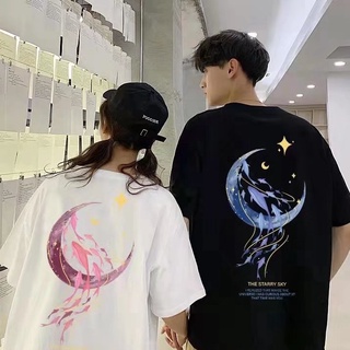 Áo đôi nam nữ chất cotton in hình mặt trăng lưỡi liềm độc lạ