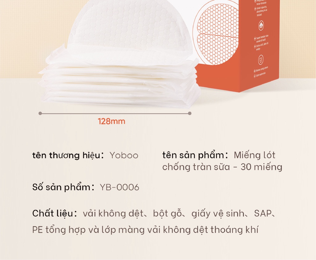 Mô tả Hộp 30 Miếng Lót Thấm Sữa Mẹ yoboo Chất Lượng Nhật Bản - 8