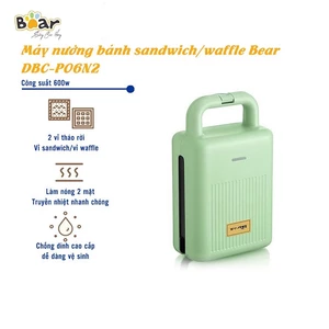 Máy làm bánh waffle BEAR 600W 2 bộ khuôn chống dính teflon cao cấp
