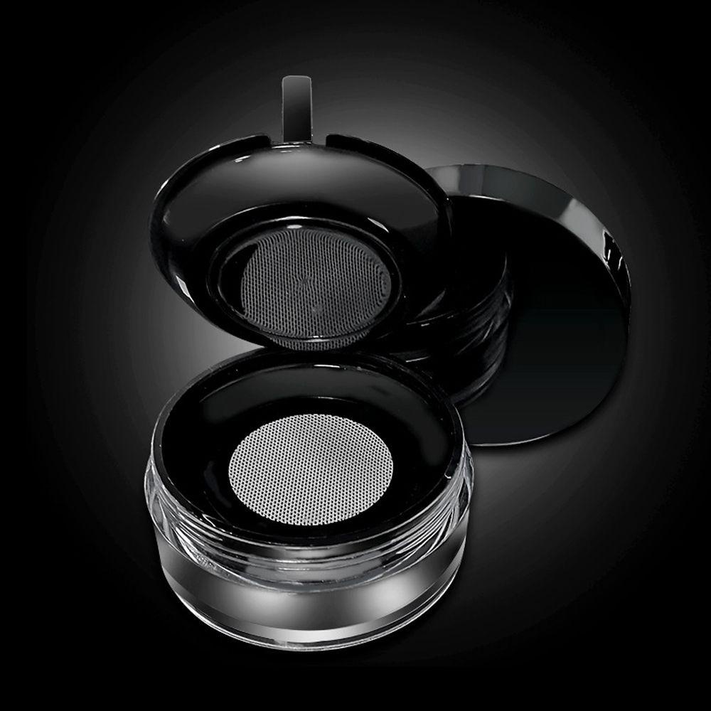 FUHUIOT Loose Powder Pot Cầm Tay Trong Suốt Màu Đen Bột Hộp Bánh Đóng Gói Hộp Đựng Sifter Với Puff Sàng Hộp Đựng Bột Trống