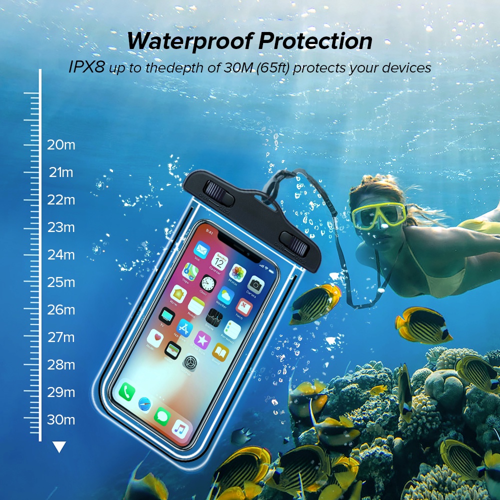 Ốp Lưng Chống Thấm Nước IP68 Tương Thích Cho IPhone 13 12 XS Max XR X 8 7 6 Poco X3 Cho Samsung S22 S21 Bao Da Túi Chống Nước Điện Thoại Di Động Túi Bảo Vệ