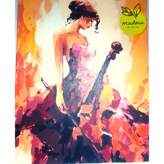 Tranh tô màu số hóa Madoca có khung 40x50cm Cô Gái Vĩ Cầm T2079