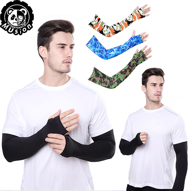 Musion 1 Cặp Găng tay hở ngón. Bảo vệ tay bạn khỏi ánh nắng mặt trời. Bảo vệ cánh tay bằng lụa băng
