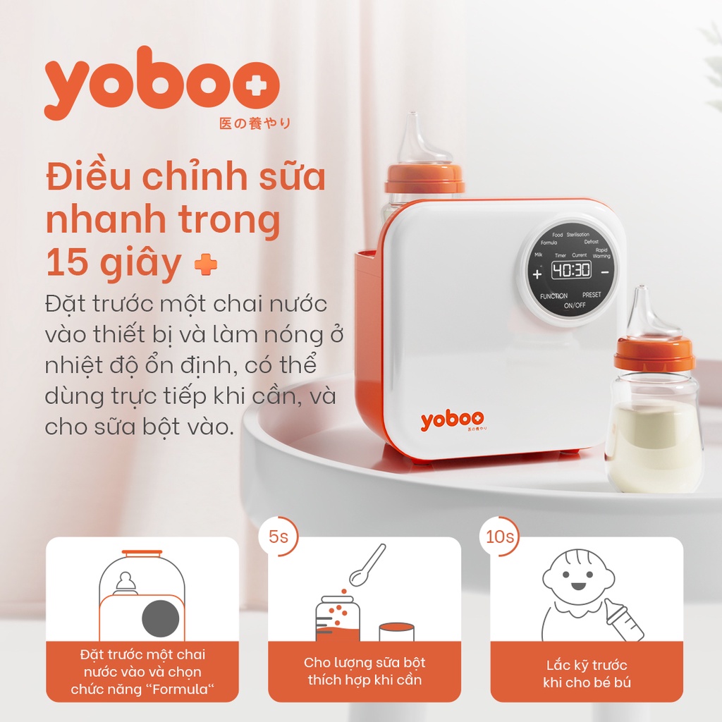 Ảnh Máy hâm nóng sữa đôi điện tử Yoboo YB-0042 có 6 chức năng, điều khiển cảm ứng, hẹn giờ trước - Hàng chính hãng 2