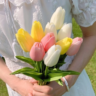 Hoa Giả 🌺 Hoa Tuy Líp Cao Su Lá Xoăn Bông Nhỏ