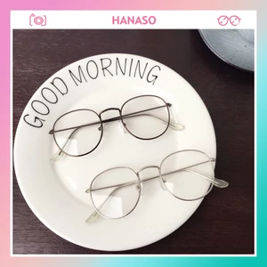 Kính mắt cận nam nữ mắt kính không độ gọng tròn chống tia UV phong cách Ulzzang đẹp sang trọng giá rẻ HANASO 064