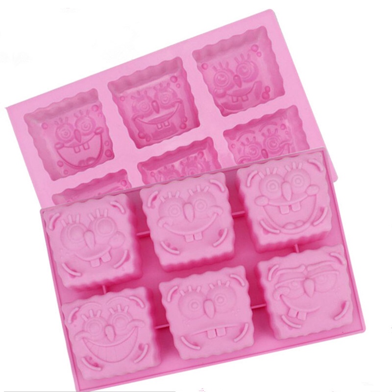 Khuôn silicone Làm Bánh/Xà Phòng/Sô Cô La Hình Hoạt Hình 6 Ngăn Tiện Dụng