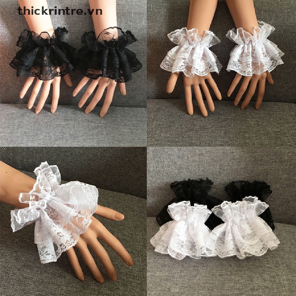 Găng Tay Ren Ngắn Co Giãn Phối Bèo Phong Cách Lolita