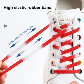 Flat Gradient Co Giãn Giày Dây Giày Sneaker Dây Cao Su Phẳng Giày Ren Trẻ Em Người Lớn Nhanh Lười Dây Giày Không Buộc