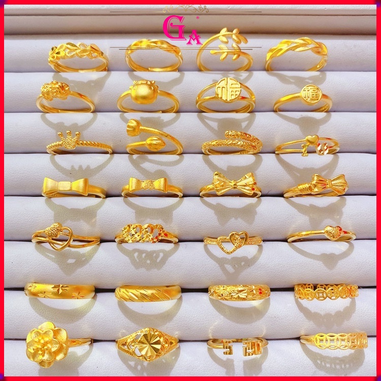 GA Trang Sức Phụ Kiện Thời Trang Hàn Quốc Tùy Chọn / Nhẫn MỚI Trang Sức Bangkok 24k COCO Vàng Nhẫn Có Thể Điều Chỉnh - Koko Pasir Sinh Nhật Nữ Kahwin Nhẫn Tốt Nhất