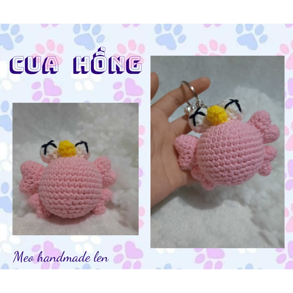 Móc khóa cua ngạt nước - Handmade len - Amigurumi - Crochet (có chuông)