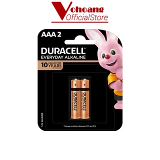 Pin đũa AAA Duracell Alkaline 1.5V Vỉ 2 viên dung lượng cao chống chảy - Hàng chính hãng