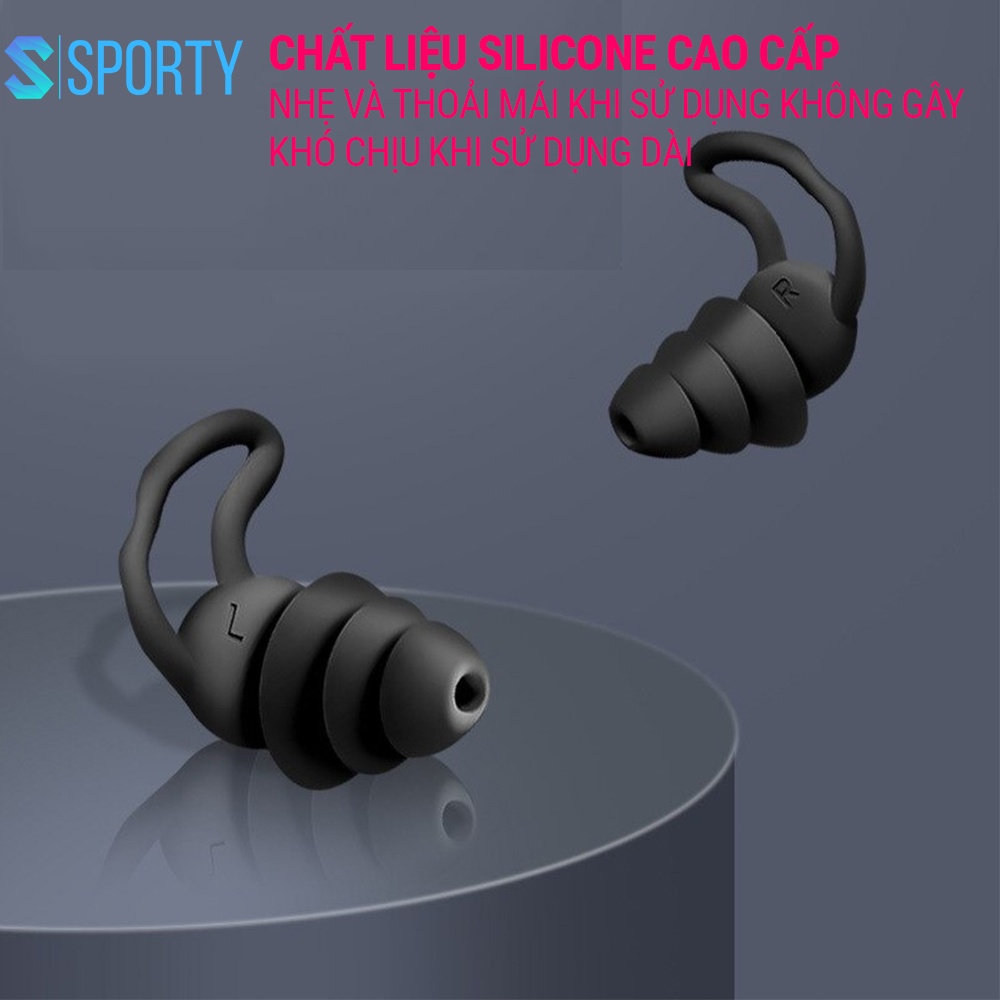 Ảnh Bộ 2 nút bịt tai silicone chống ồn EP4 ba tầng lọc âm bảo vệ tai SPORTY êm ái, dễ chịu, độ bền cao 3
