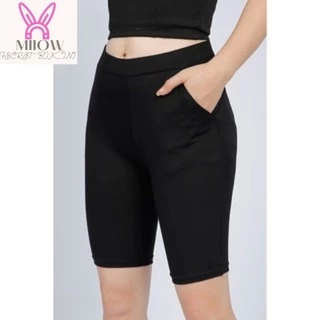 Quần legging nữ asoas nâng mông lưng cạp cao vải thun dày dặn đùi ngố lửng ôm body bó mặc nhà tập gym yoga A5