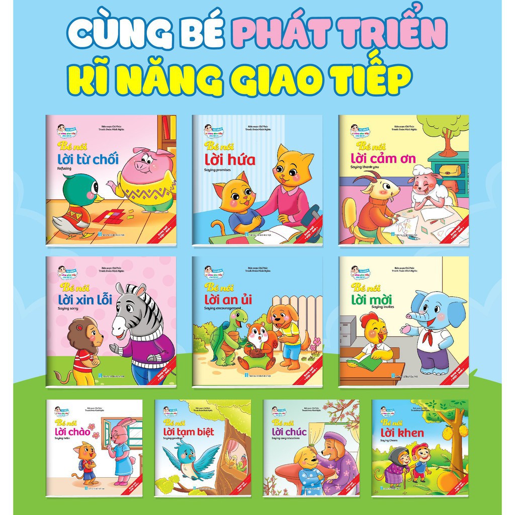 Ảnh Sách - Truyện Tranh Kỹ Năng Giao Tiếp Ứng Xử Cho Bé Phiên Bản Song Ngữ Việt Anh Bộ 10 Quyển - Có File Đọc Tiếng Anh 2