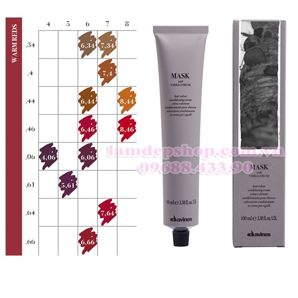 Nhuộm Tóc Davines Mask With Vibrachrom Mã Màu Đỏ Ấm /46 (100ml) (cần mua thêm trợ nhuộm)