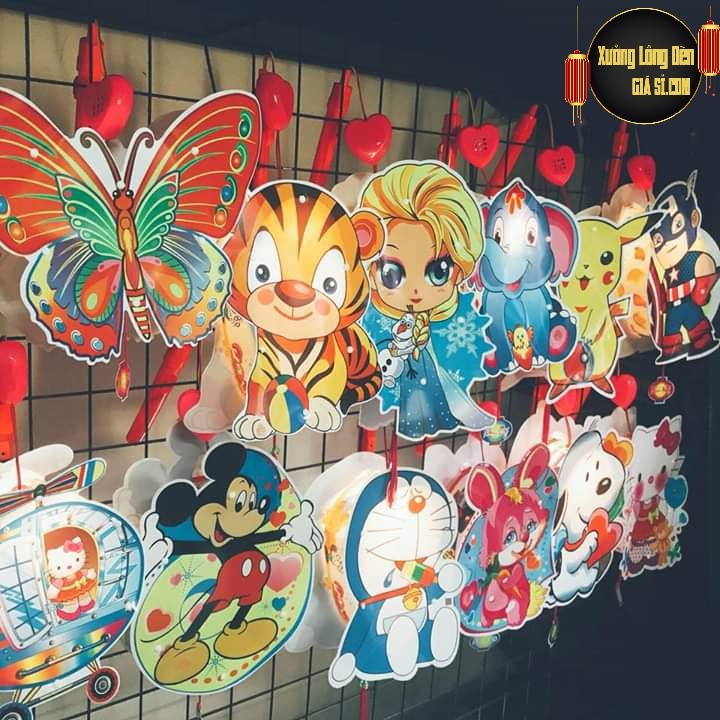 Set 10 đèn lồng trung thu 2 mảnh có đèn nhạc
