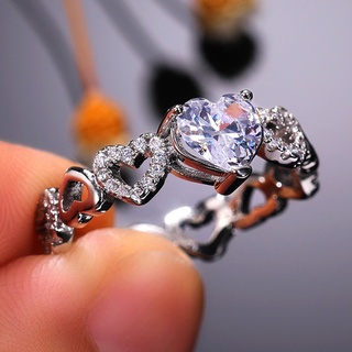 S925 Bạc Trái Tim Tình Yêu zircon Nhẫn Nữ Tươi Đẹp Và Đa Năng Thời Trang Món Quà Trang Sức Bán Buôn