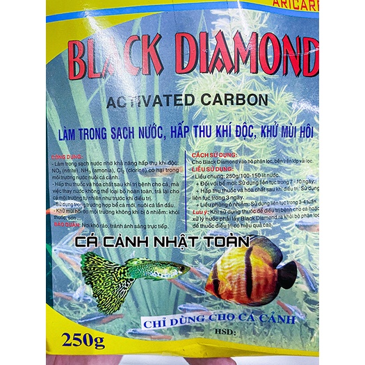 THAN HOẠT TÍNH BLACK DIAMOND ARICARE ACTIVATED CARBON KHỬ MÙI TANH BỂ CÁ CẢNH 250G