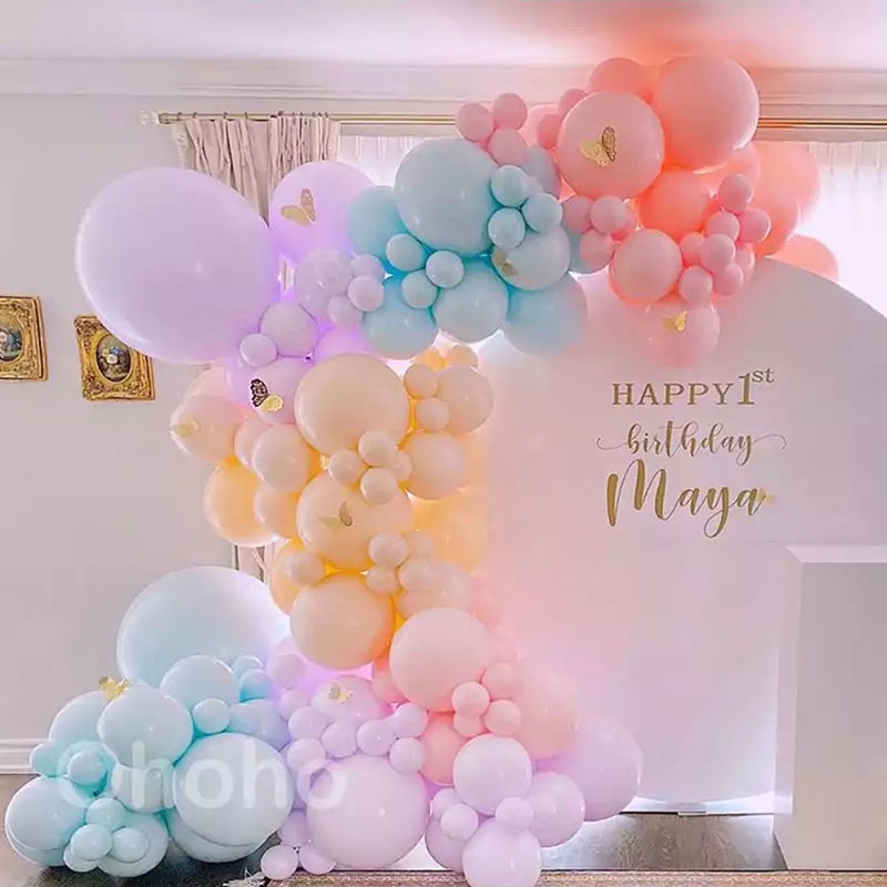 Set 50 bóng tròn màu pastel trang trí sinh nhật, đám cưới, sự kiện - K80