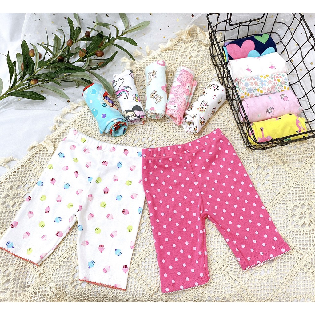 Quần legging lửng bé gái chất cotton vải xuất dư nhiều họa tiết size 10-22kg