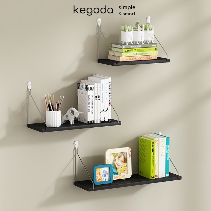 Ảnh Kệ Gỗ Treo Tường Không Khoan Nhiều Màu, Dùng Decor Trang Trí KEGODA KT55 2