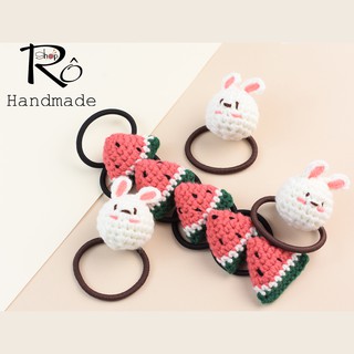 Dây buộc tóc dưa hấu len xinh xắn cho nữ và bé gái 4cm |Đồ cột tóc Handmade |Shop Rô Handmade