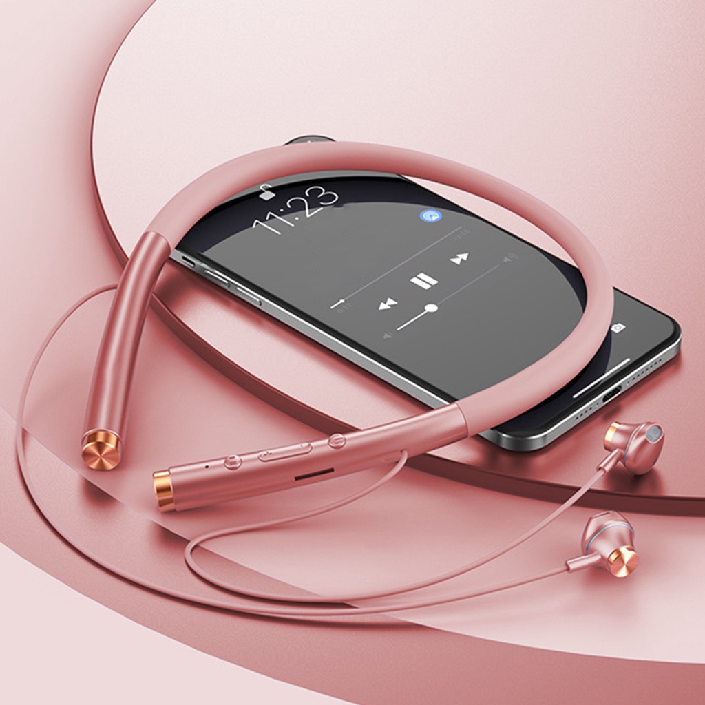 Tai Nghe Bluetooth 5.0 Có Dây Đeo Cổ Chống Thấm Nước Kiểu Dáng Thể Thao