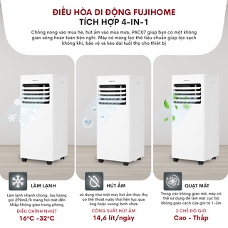 Điều hòa di động Fujihome PAC07 công suất 7000BTU điều khiển từ xa - Máy nén liên doanh TOSHIBA