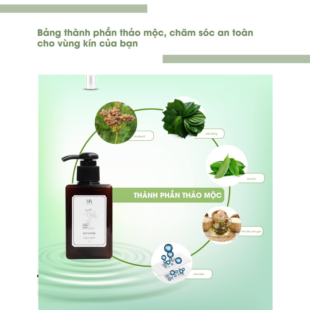 Mô tả Dung Dịch Vệ Sinh Thảo Mộc Mộc An Eva's Pure Làm Sạch Dịu Nhẹ, An Toàn Cho Da 150ml - 4
