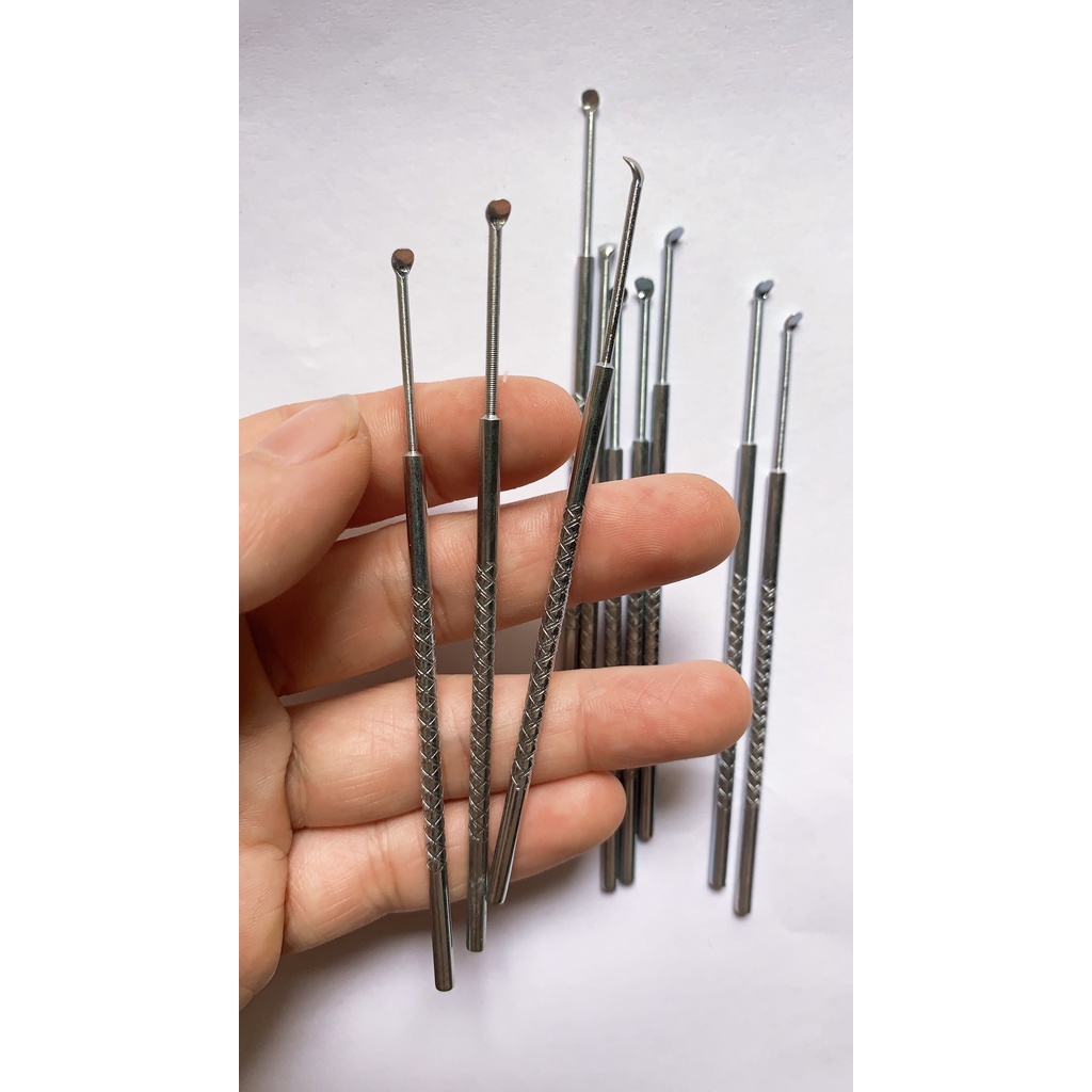 Combo 5 Que ngoáy lấy ráy tai Inox không đau - Dụng cụ ngoáy tai inox 10cm tiện lợi