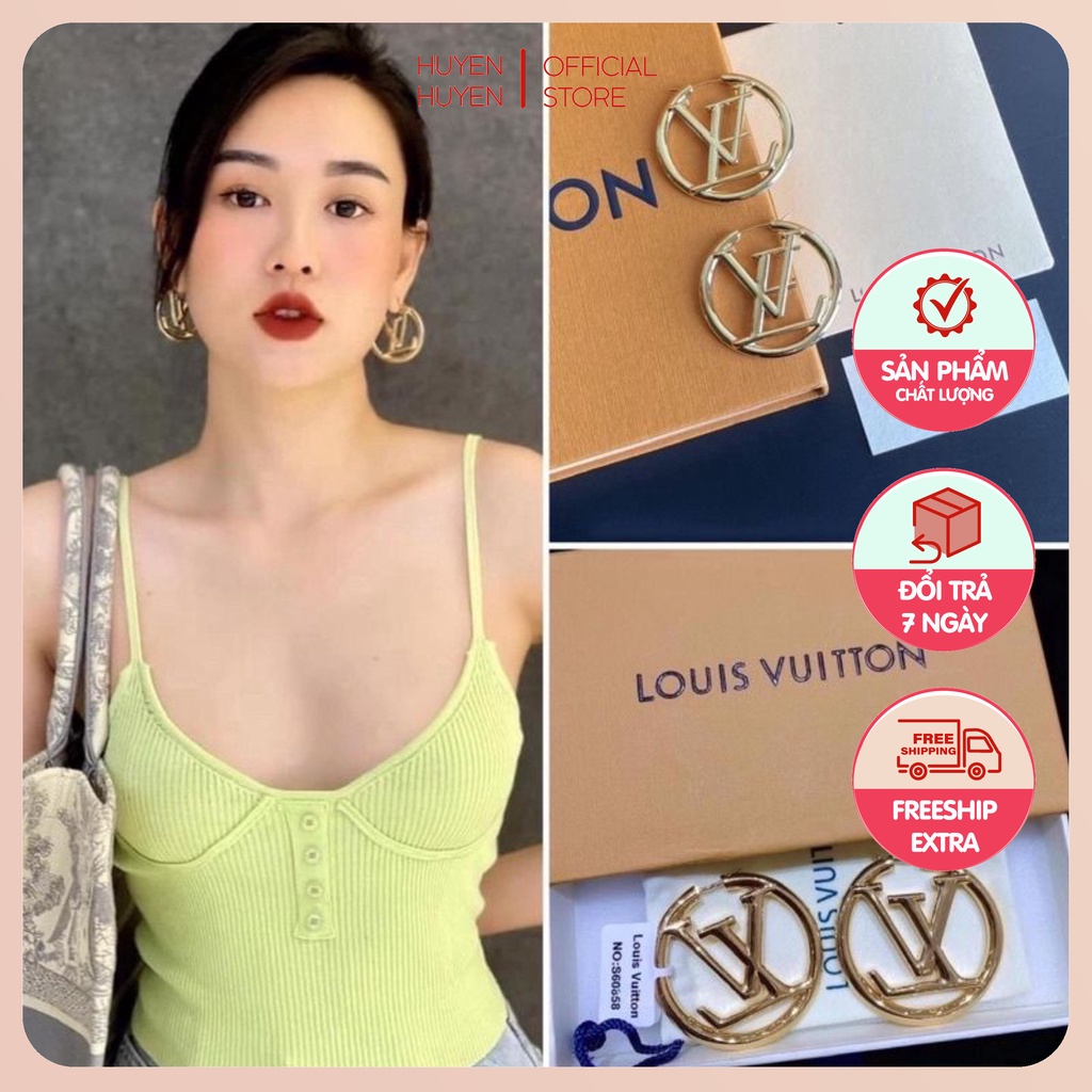 Hoa tai LV sang chảnh cá tính size to | Shopee Việt Nam