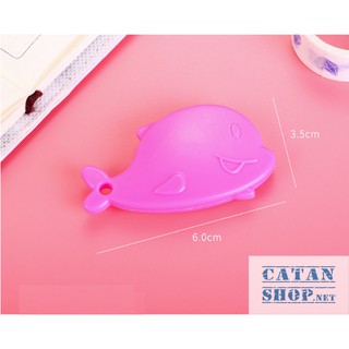 Set 5 Dao Rọc Giấy Hình Cá Heo Nhiều Màu Dễ Thương, Dao Mini Tiện Ích Sắc Bén Có Móc Treo Khóa