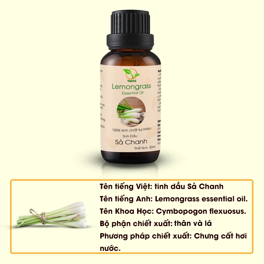 Ảnh Tinh dầu Sả Chanh nguyên chất TAMAS, Tinh dầu thơm phòng, treo xe ôtô dùng cho đèn xông, máy khuếch tán tinh dầu. 2